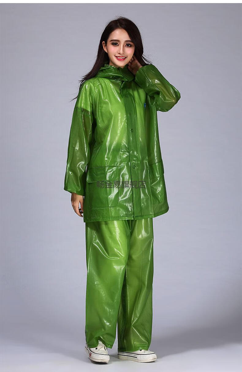 户外防暴雨采茶雨衣雨裤套装成人男女式防水全身分体果绿色男女通用l