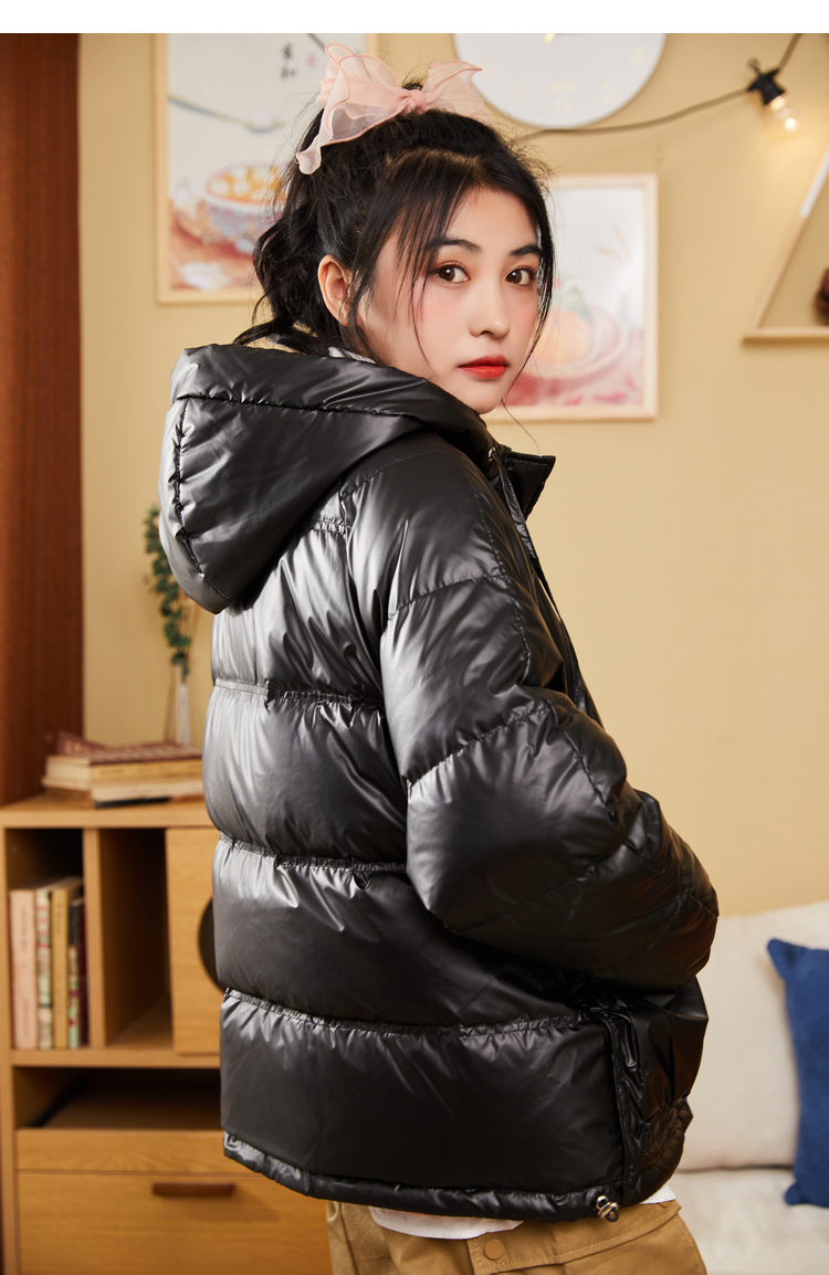 女装 羽绒服 快鱼 快鱼宽松羽绒服女冬装保暖白鸭绒外套反光潮流亮面