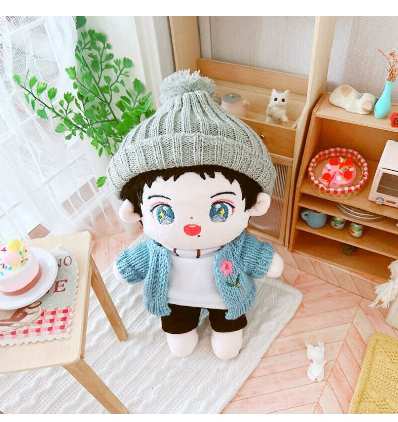 战明星娃娃人形公仔顾一野顾小野网红可爱人形棉花娃娃 寸头小野裸娃