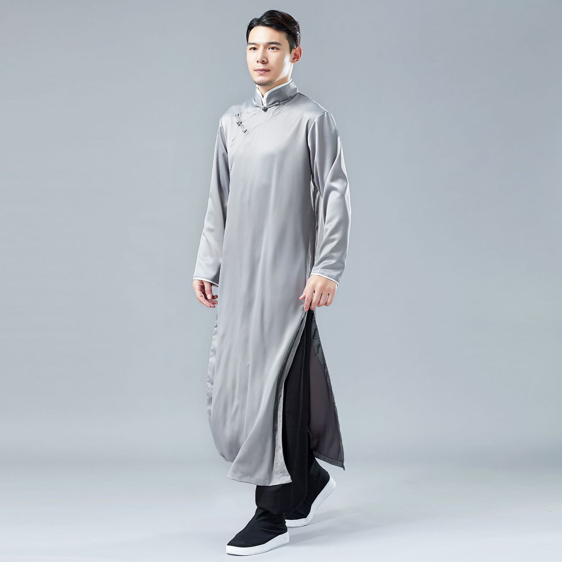 褂子 民国 男旗袍中式长衫唐装绸面新郎礼服古装盘扣长袍外套先生褂子