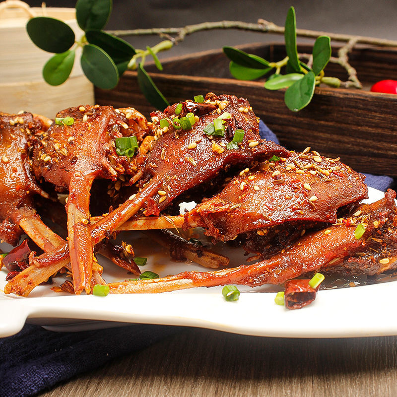 椒盐鸭下巴370g腌制半成品半边鸭头酒店餐饮特色菜食材速冻大排档1袋