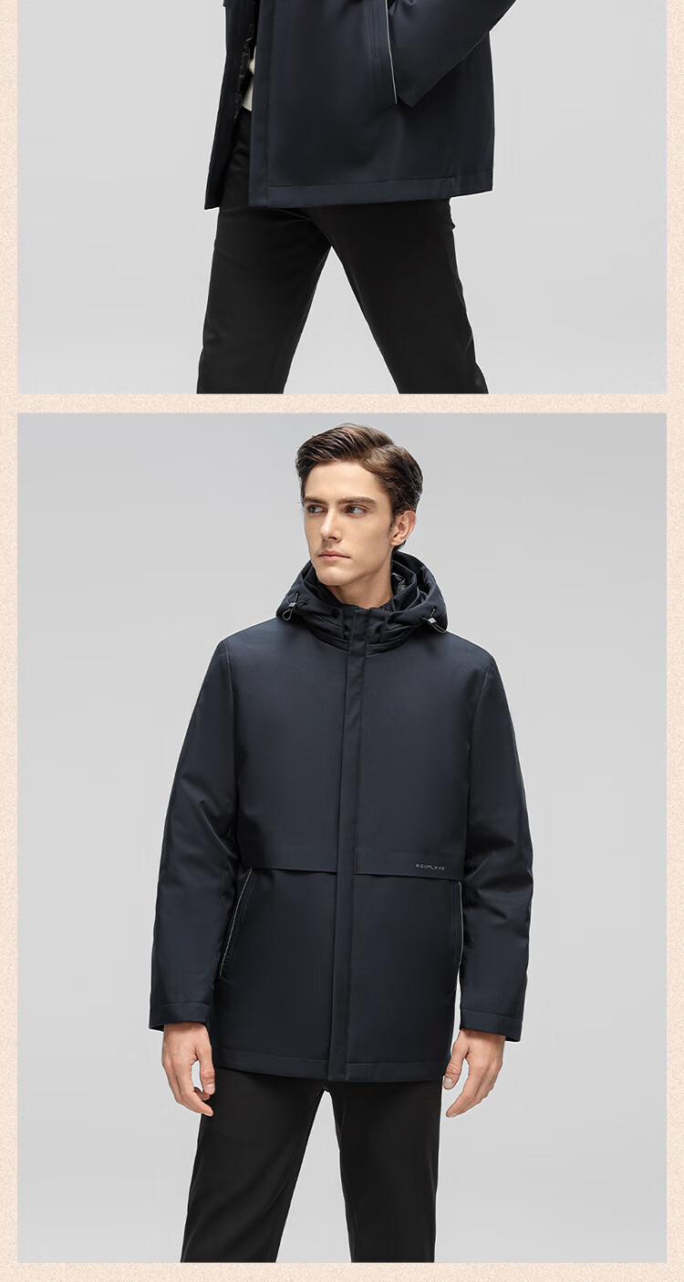 SNOWFLYING [Durable Goose down Jacket] Men's Detachable Inner Liner Warm Coat for Middle-Aged And Elderly Fathers 11