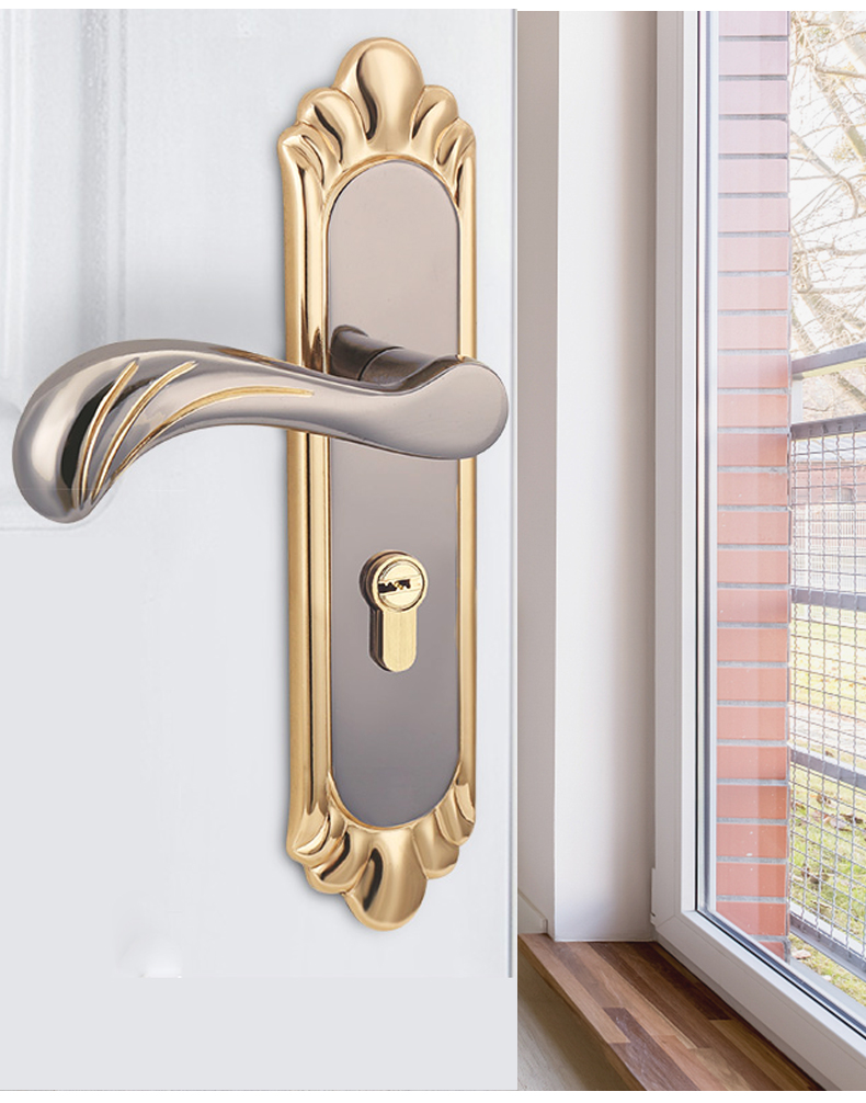 钛金室内锁卧室门锁家用静音房门锁机械锁实木门锁锁具通用型轻奢