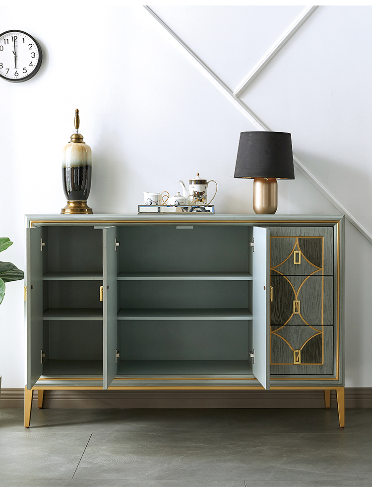 好货时尚美式餐边柜轻奢客厅茶水柜家用碗柜现代简约厨房多功能墙边