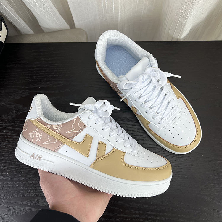aj女鞋chic港风奶油黄鞋子女ins潮2022春新款空军一号小众百搭厚底涂