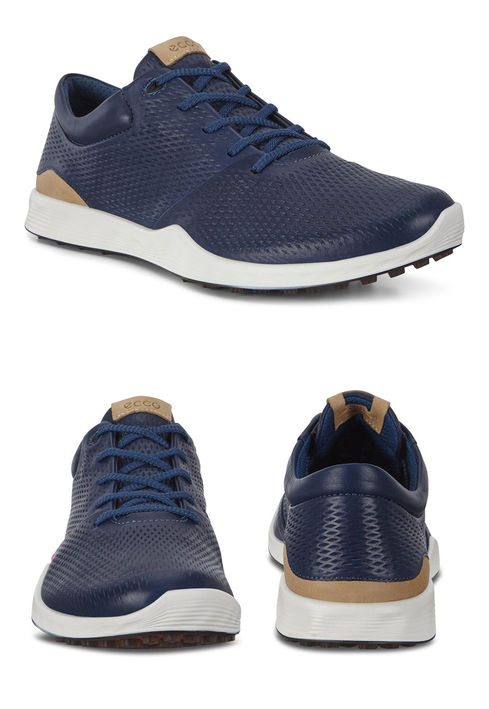 ecco爱步男士运动鞋耐磨舒适高尔夫球鞋低帮系带轻便日常百搭休闲运动