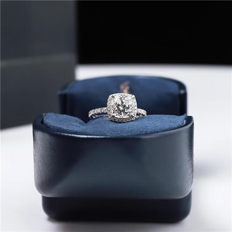 harry winston钻戒 定制 the one 枕形方形主钻2克拉仿钻戒银求婚订婚
