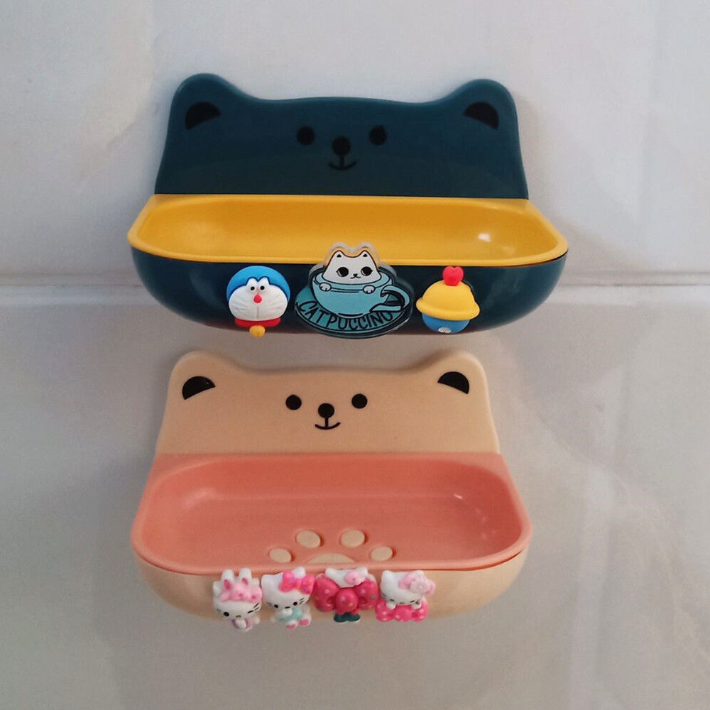 家用可爱双层肥皂盒卡通免打孔壁挂卫生间香皂盒沥水皂盒子香皂盒小