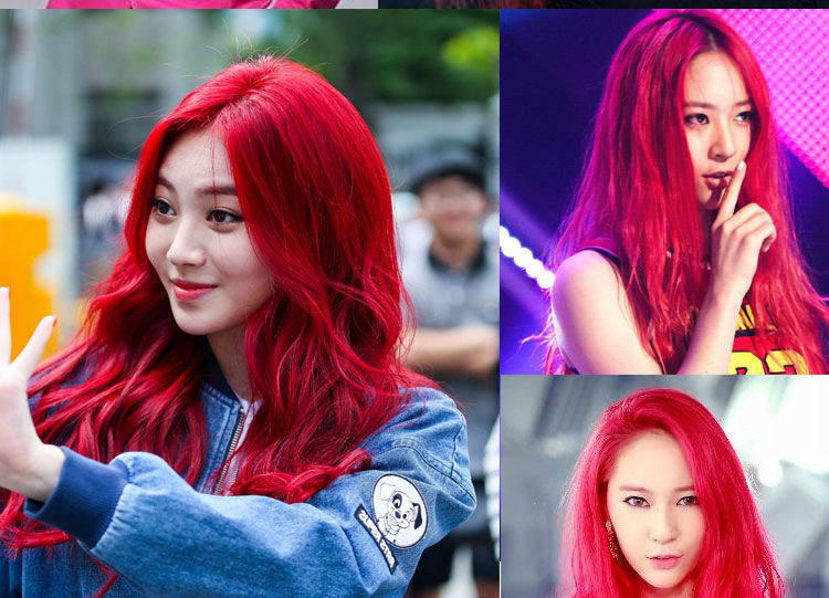 wnfd新品红色系染发剂女媚拉酒红橙红色染膏染头发粉红色褪色粉染过