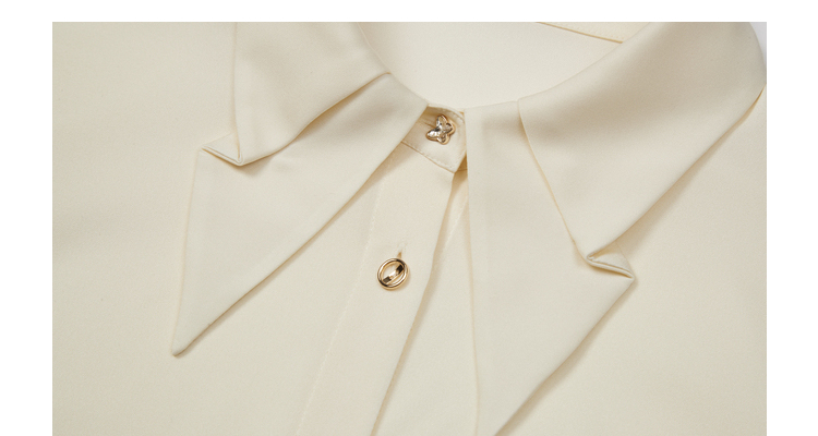 维格娜丝2022夏季新款商场同款叠领抽褶泡泡袖桑蚕丝衬衫女米藕色5m