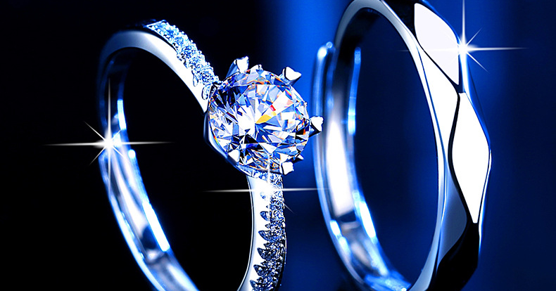 溪润莫桑石钻莫比乌斯情侣戒指一对男女款银首饰开口情侣对戒订婚求婚