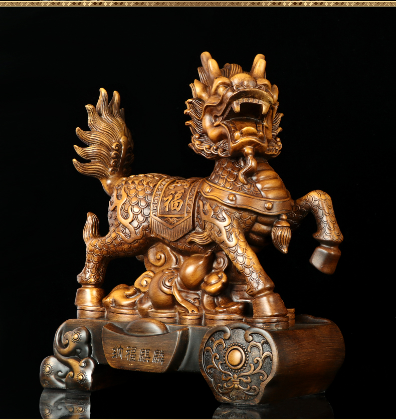 珍韵缘麒麟摆件一对风水宅子卧室玄关家居办公桌面摆设转运b款纳福