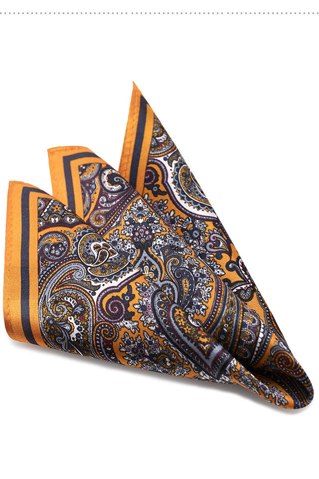 NORTHROP MARTIN Men's Suit Pocket Handkerchief, Silk Pocket Square for Gents, Groom's Wedding Gift, Orange Peel, Pelsley 6
