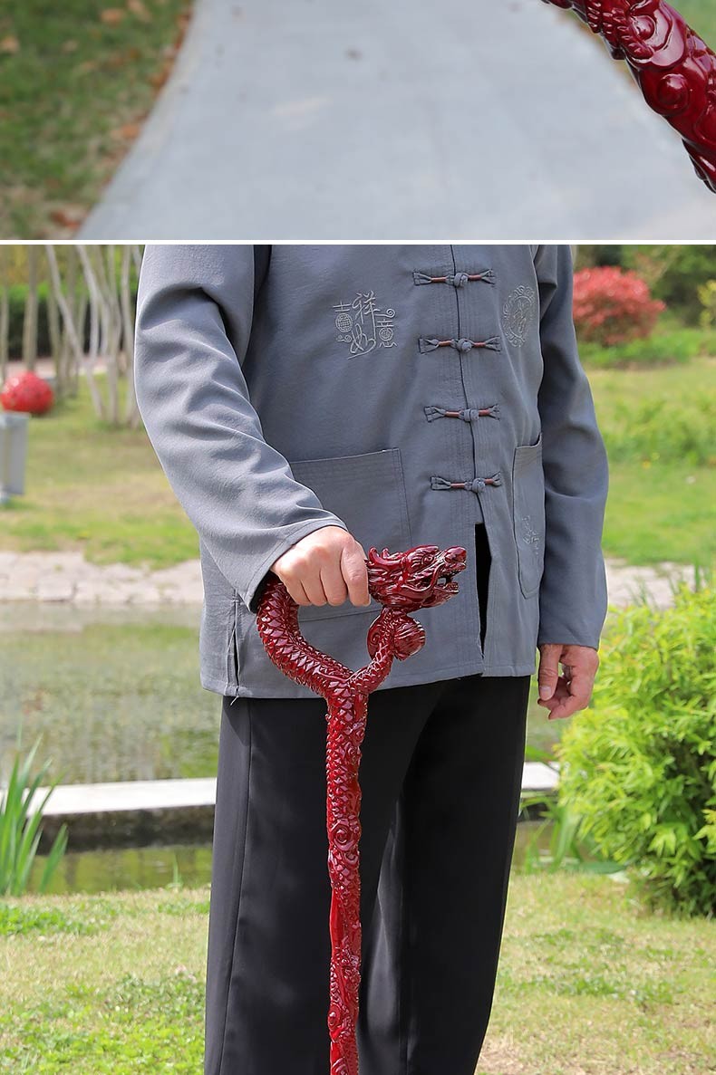 wanmat 老人拐杖大盘龙拐棍老人防滑实木手杖老年人木制拐男女木头