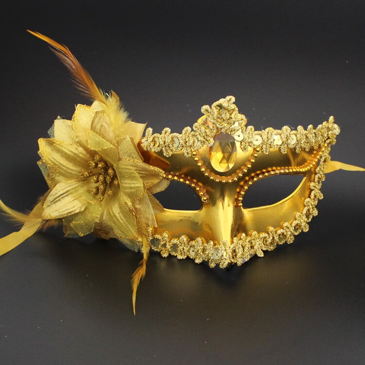 禾意半脸蕾丝面具花朵羽毛威尼斯面罩酒吧圣诞节化妆舞会晚会表演儿童