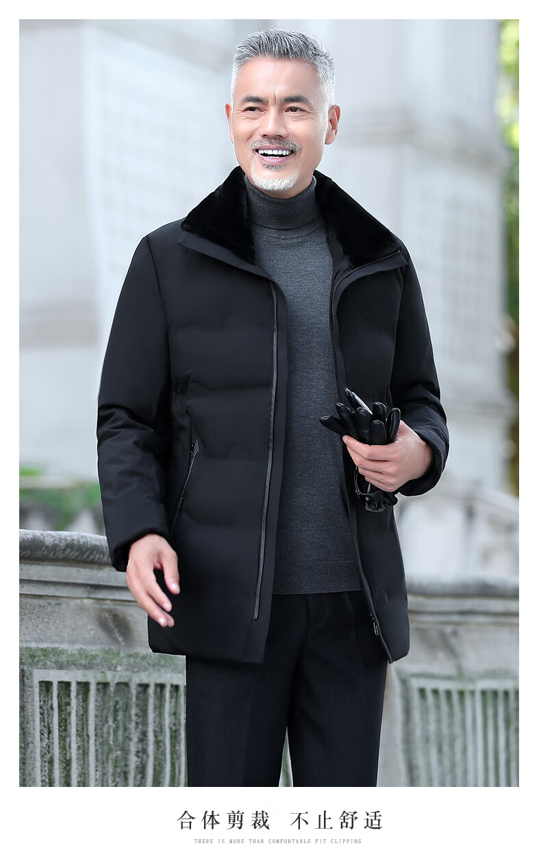 爸爸秋冬外套短款棉衣中年男士40岁羽绒棉服加厚中老年棉袄50冬季灰色