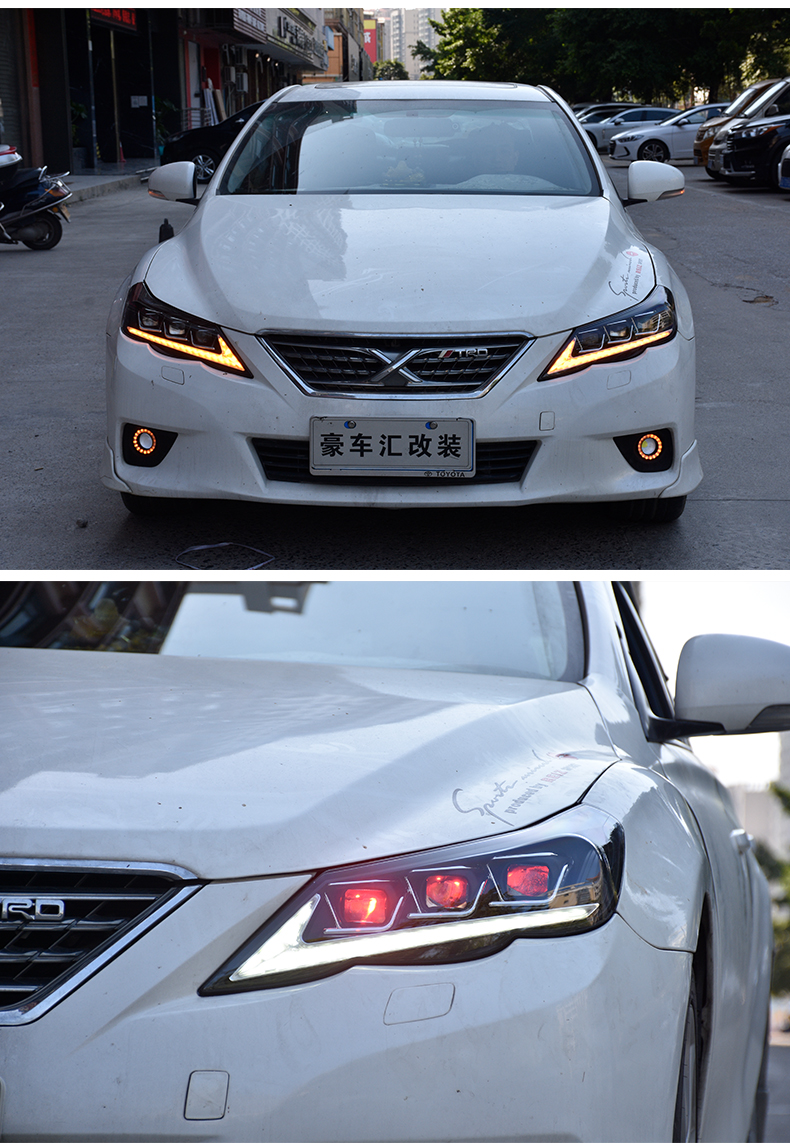 适用于丰田锐志大灯总成1012款锐志改装led大灯带透镜三眼led日行灯