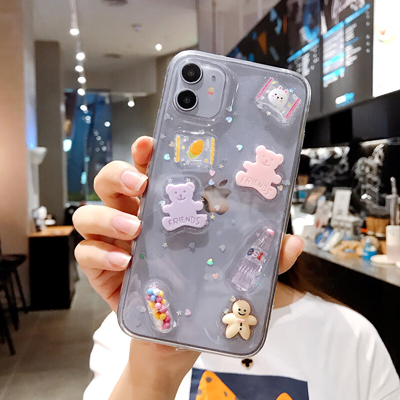 闪粉糖果小熊vivoz6手机壳z5x创意卡通y9s透明软胶y97y93保护套x27防