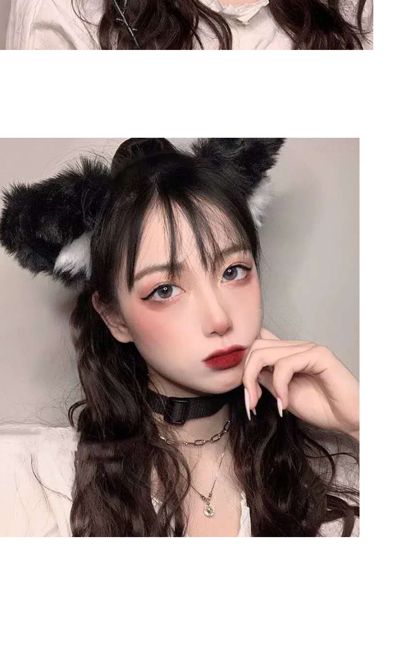 猫耳朵cos仿真狐狸兽耳猫耳发夹毛绒动物头饰发箍发卡 乳白色
