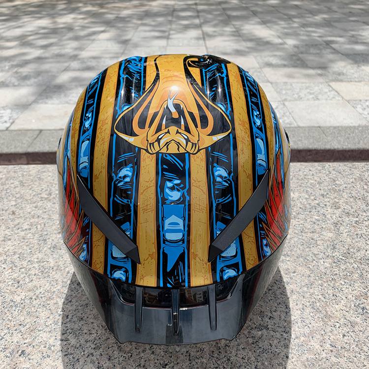 女士头盔大号宽摩托车个性酷夏防炫男机车赛车盔法老王加长大尾翼46号