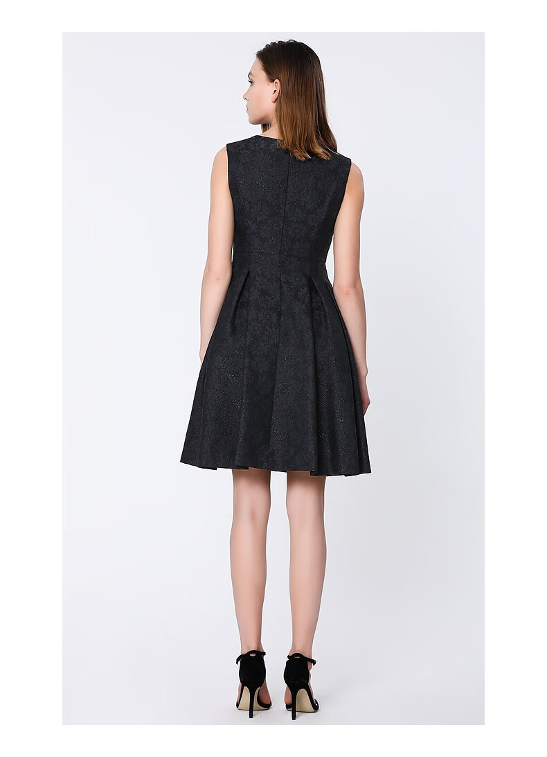 ports宝姿 新品女装优雅花朵提花连衣裙ala9d032ffp019 black 10