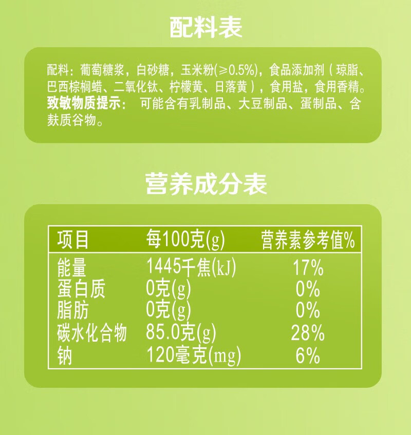 徐福记糖果配料表图片