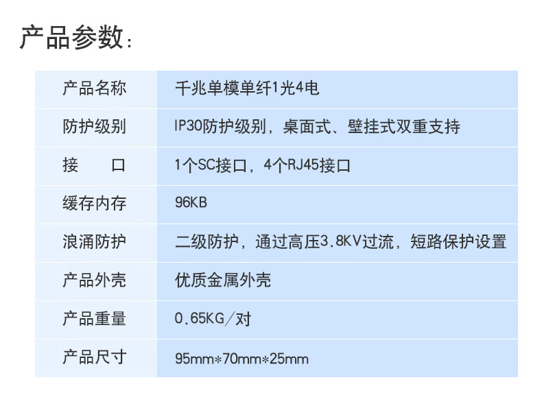 haohanxin千兆1光4电单模单纤光纤收发器光电转换器千兆收发器a/b端 a