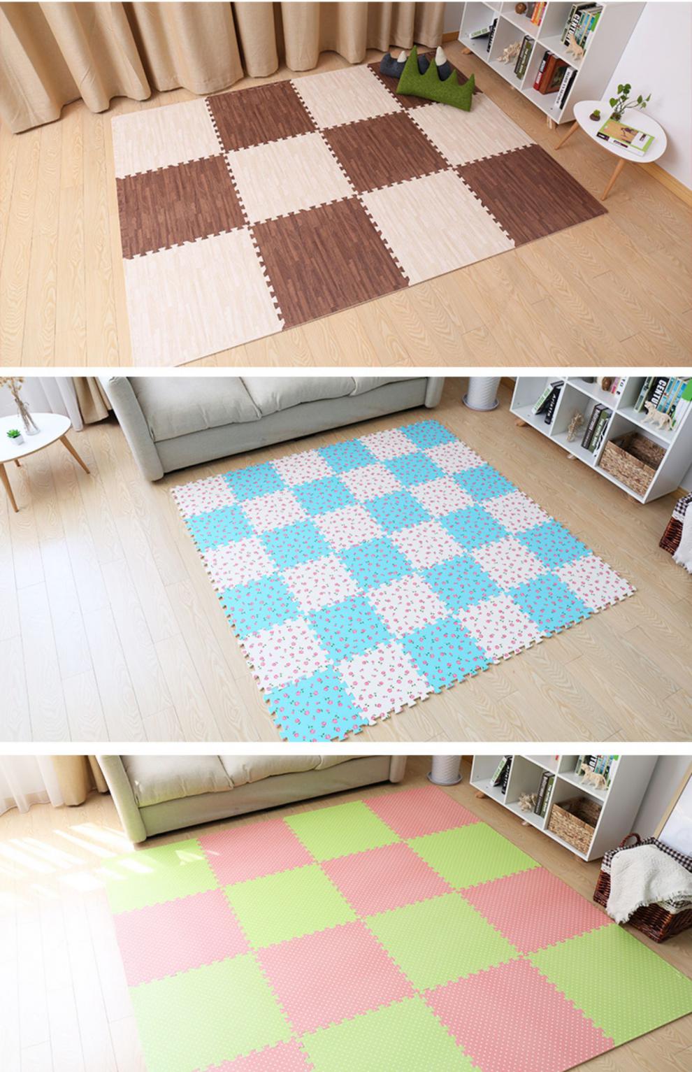 neeu泡沫地垫拼接地毯卧室地板垫家用泡沫垫木纹地毯铺地板泡沫垫