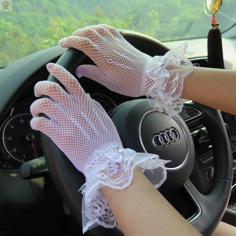 黛魅莎五指丝袜手套丝滑女士情趣手套手套手套感薄性感蕾丝 1双黑色