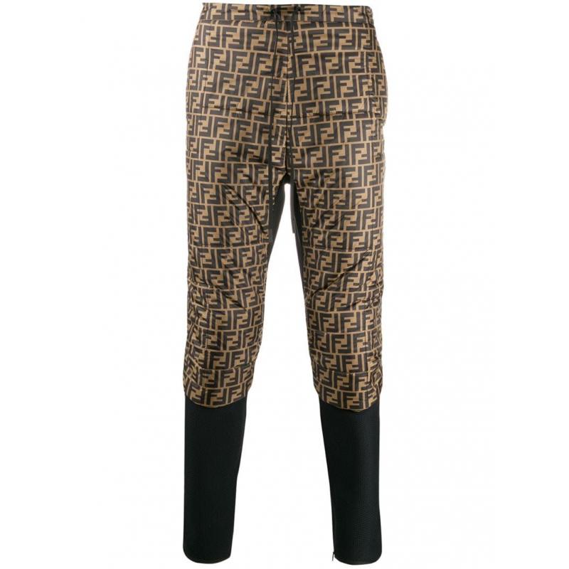 芬迪fendi裤子男士奢侈品ff 织带运动裤 棕色 48 it/fr【图片 价格