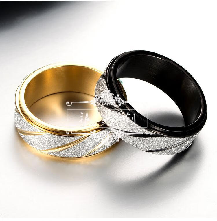 磨砂旋转戒指饰品男人手指装饰男士流行潮流机车男生戒指死口美式男