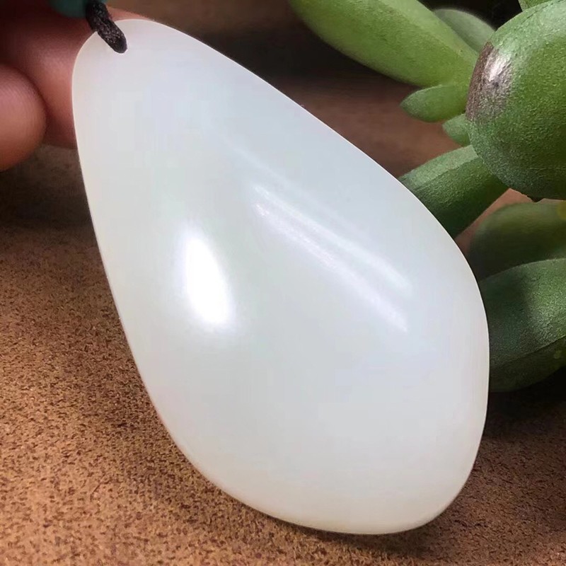 慈心缘和田玉脂白新疆财神吊坠玉质细腻温润男女玉坠项链挂件玉牌玉石