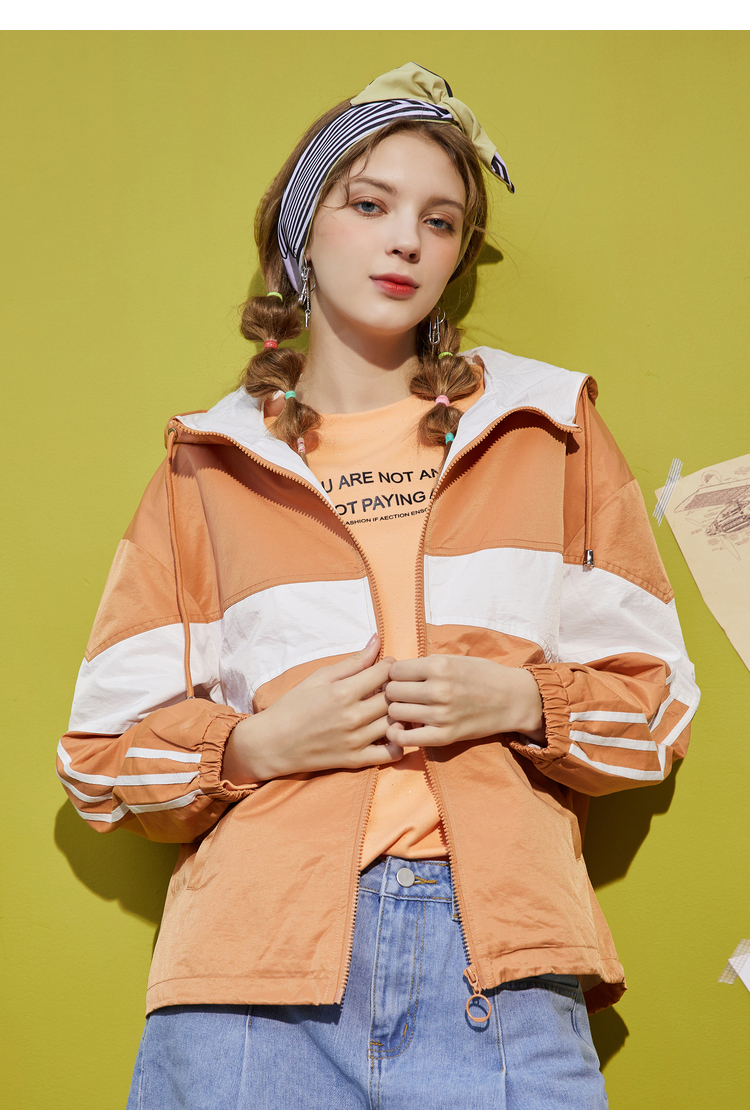 快鱼秋装女士工装外套2020年新款时尚休闲宽松慵懒上衣女10j5057 粉橘