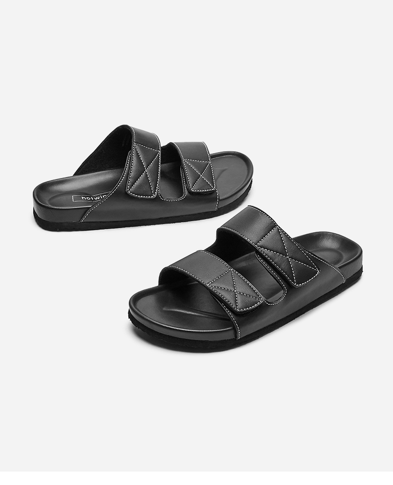 热风2021年夏季新款男士时尚拖鞋h60m1613 01黑色 40