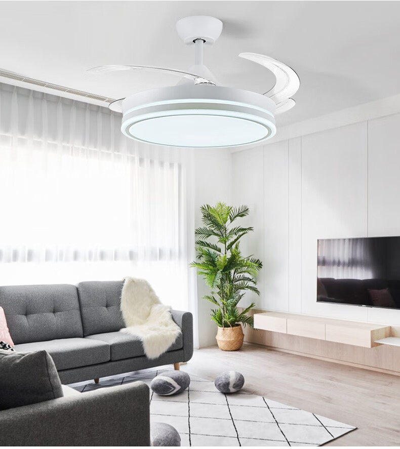 韩御隐形风扇灯客厅餐厅吊扇灯饭厅带灯电灯扇卧室灯带吊扇吊顶电风扇