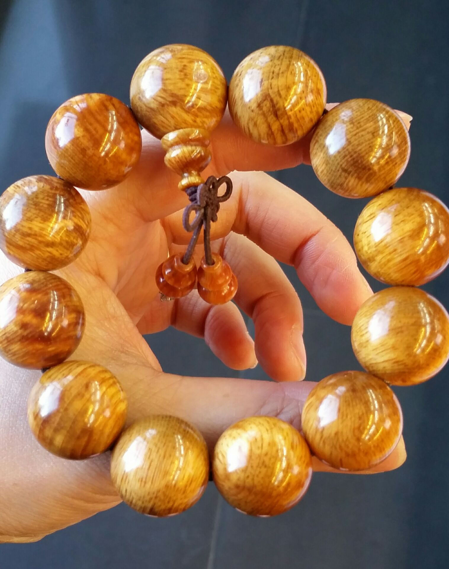 宝札 长白山琥珀木顺风松明子手串 满油全透北沉香佛珠红松香木 浅