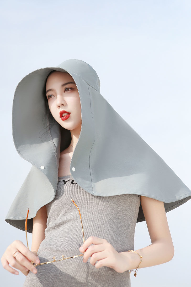 赫僮刘涛同款护颈防晒帽女大檐加长遮阳户外沙滩披肩帽渔夫帽旅行帽子