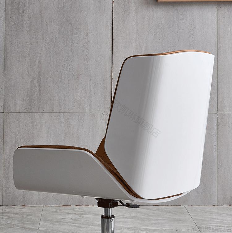 会议室椅子北欧欢乐颂白色办公椅现代简约电脑椅家用真皮职员靠背会议