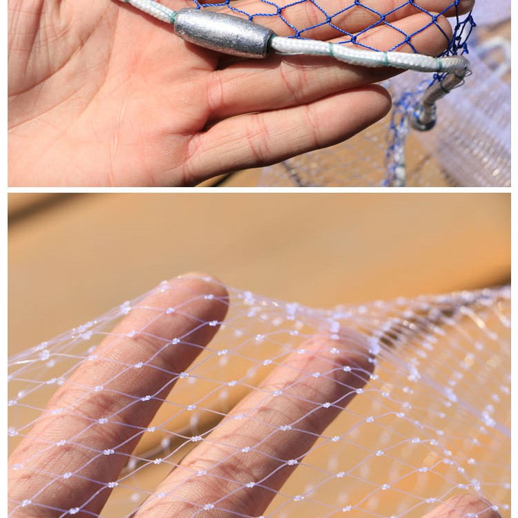 网甩网飞盘手抛网鱼网捕鱼手撒飞盘式撒网小网眼半指捕渔网拉网工具