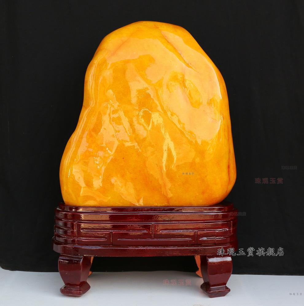 珠观玉赏奇石黄龙玉黄蜡石观赏石黄色石头摆件收藏石玉石摆件
