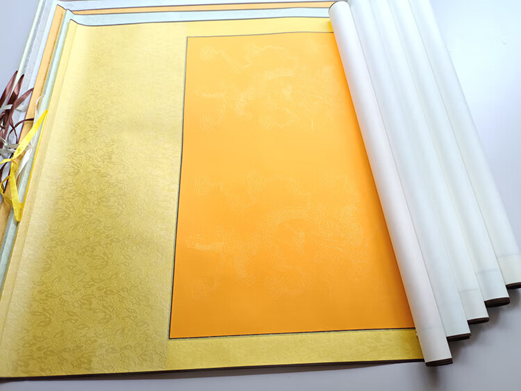 晨兴得 全绫装裱空白卷轴八尺对开横幅画轴书法国画宣纸签名活动3米