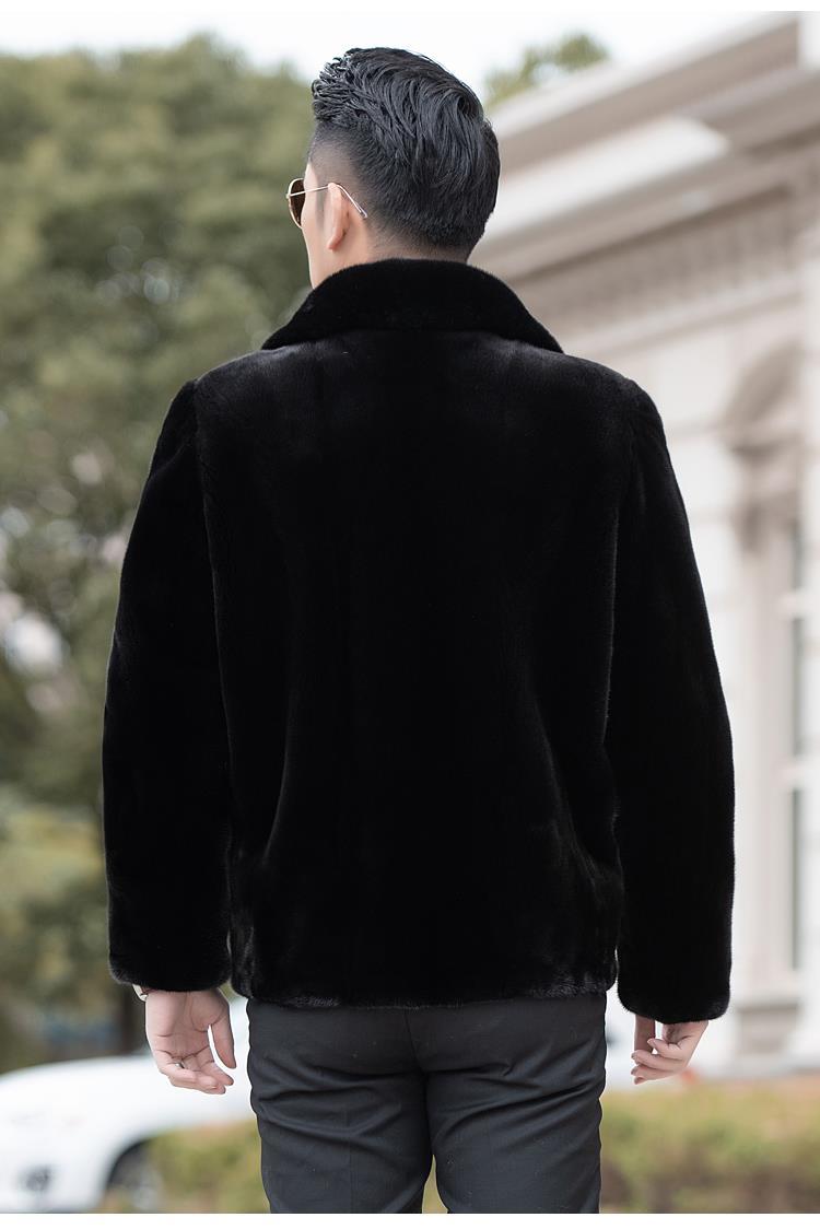 貂皮外套男皮毛一体整貂绒冬季加厚连帽短款青年仿皮草水貂绒大衣