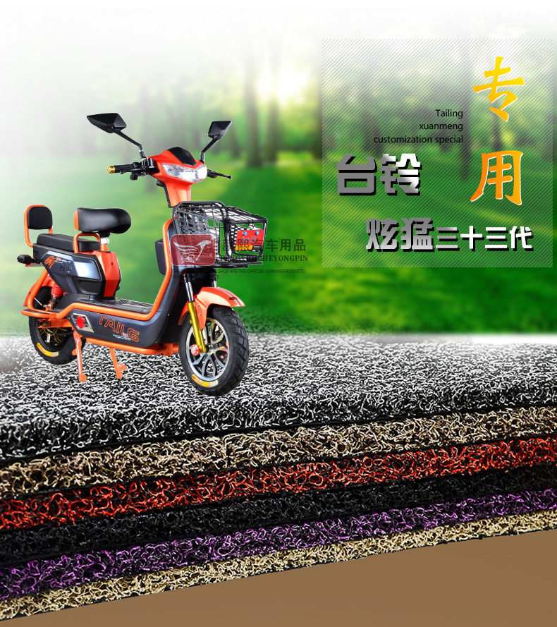 适用于台铃炫猛三十三代电动车简易踏板车丝圈脚垫tdr955z43防水踩