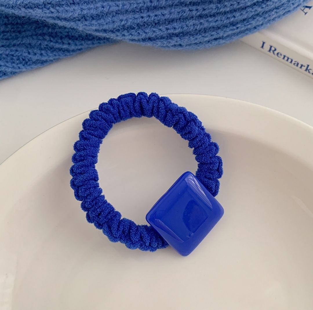 克莱因蓝饰品气质蝴蝶结头饰发绳女橡皮筋扎头发圈感小众头绳 克莱因