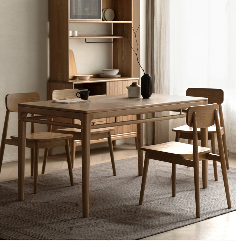 方迪全实木水曲柳实木餐桌家用小户型餐桌椅现代简约餐桌椅组合水曲柳
