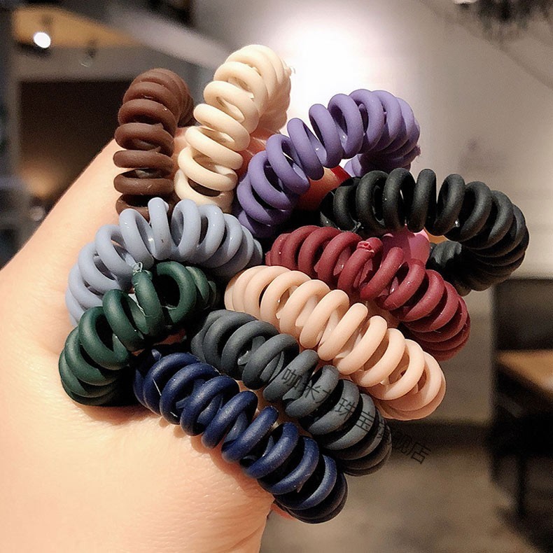 电话线发圈女头绳简约扎头发橡皮筋黑色韩国网红无痕