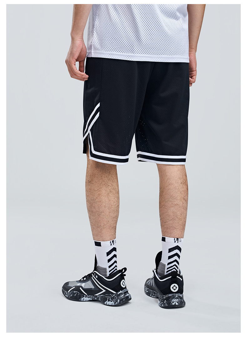 准者2022新款针织五分裤男篮球运动训练健身跑步透气棉短裤卫裤炫粉