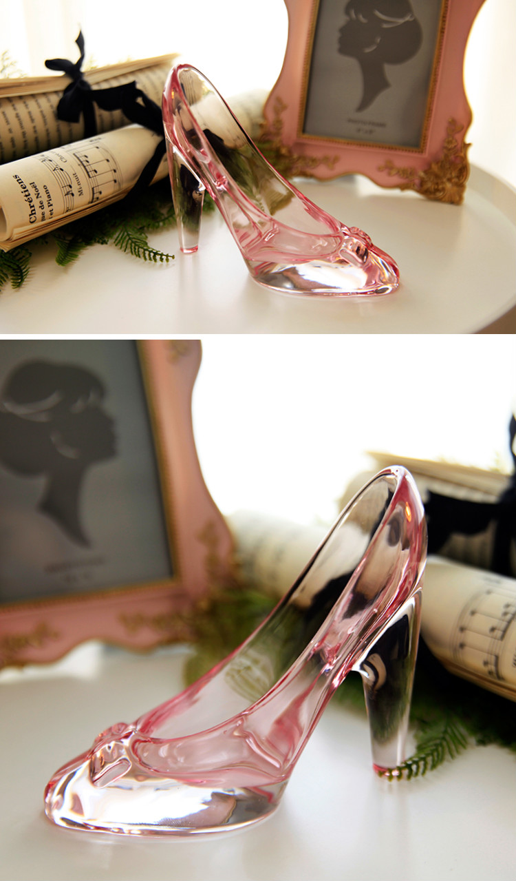 眉姿(meizi)水晶玻璃高跟鞋透明玻璃小饰品婚庆派对情人节礼物 透明