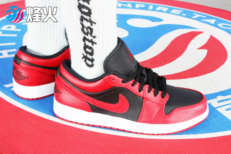 烽火体育 air jordan 1 low aj1 乔1 反转黑红禁穿 篮球鞋 553558 606