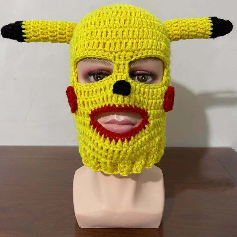 69社交牛逼症头套头套沙雕头套皮卡丘头套沙雕毛线面罩搞怪脸基尼
